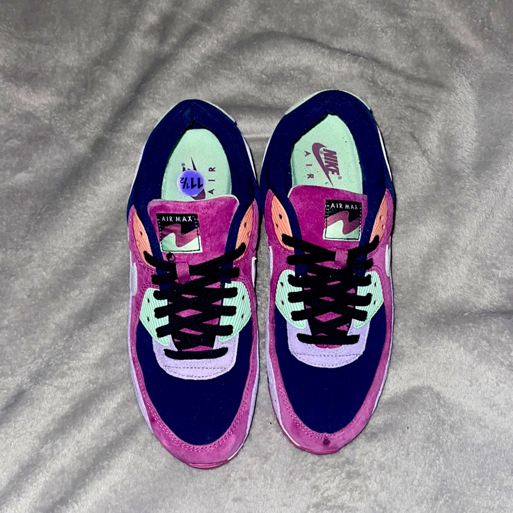 11.5 Nike Air Max. Purple, blue, green.